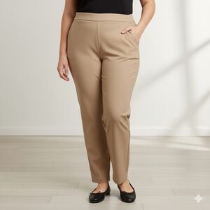 Rachel Zoe Khaki Beige Slim Pull On Shaping Pants Size 3X New NWT Office Work
